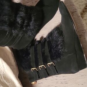 Taryn Rose Suede 'Fritzy' Booties with Fur